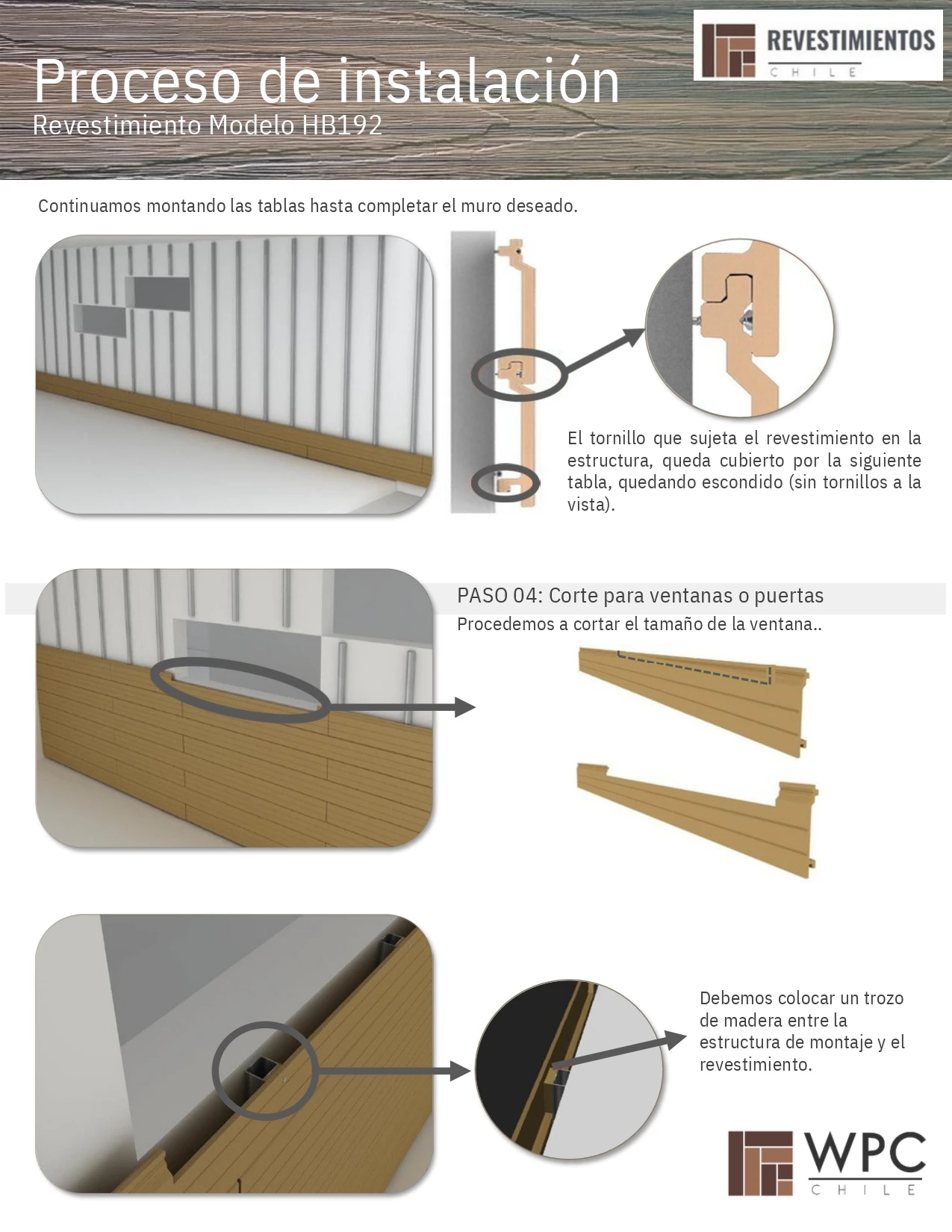 Instalación del revestimiento de exterior WPC - Paso 04