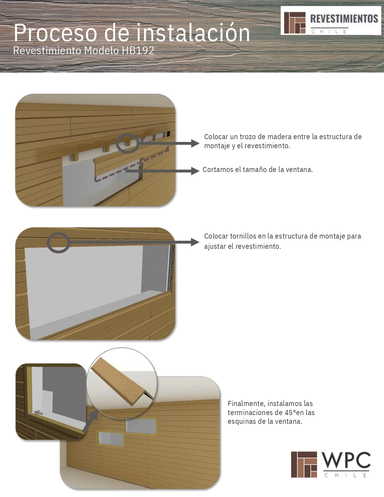 Clips y terminaciones necesarios para la instalación del revestimiento exterior WPC