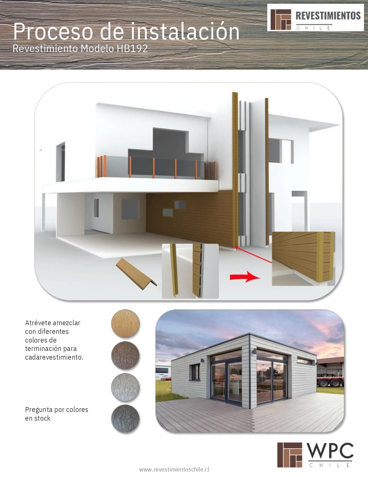 Colores disponibles del revestimiento exterior WPC