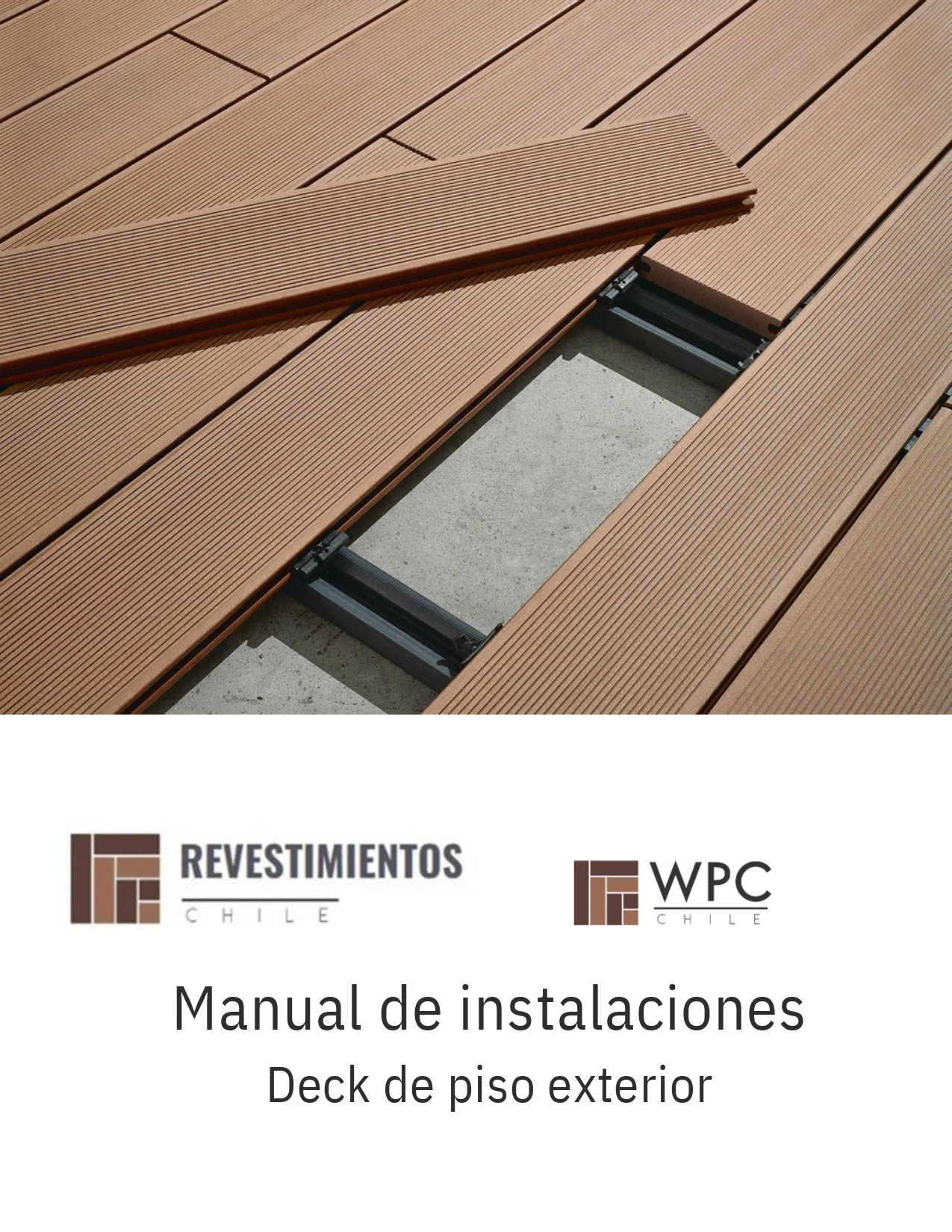 Portada del manual de instalación de piso deck WPC exterior