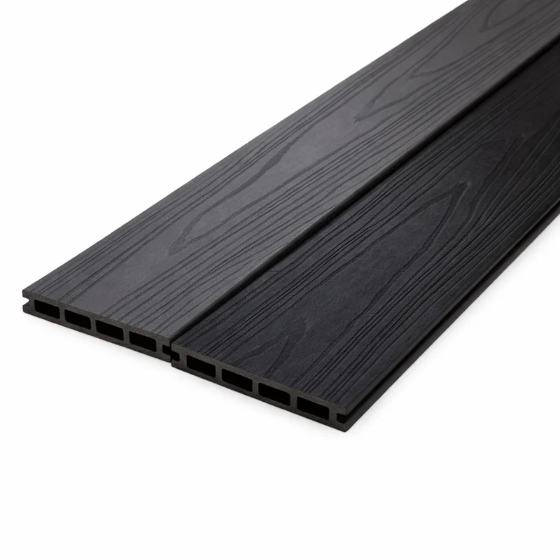 Piso Deck WPC Coextruido Bicolor Gris Grafito y Negro - detalle del perfil